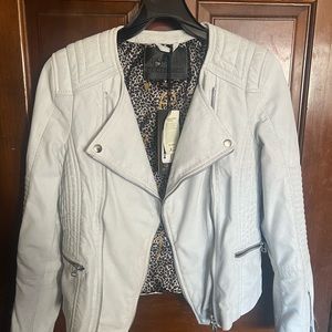 Ladies Goosecraft leather white biker jacket